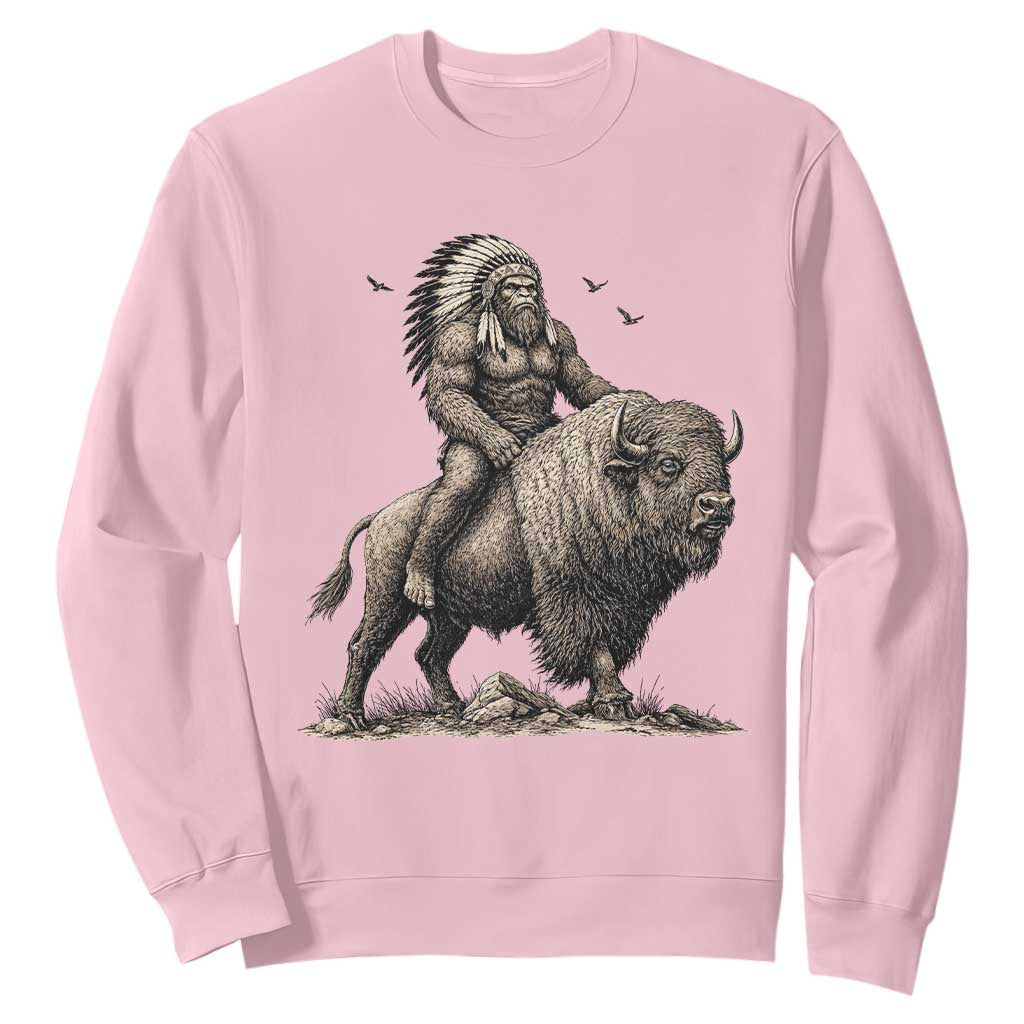 Funny Bigfoot Buffalo Rider Sweatshirt Native Inspired Heritage Graphic