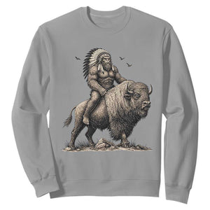 Funny Bigfoot Buffalo Rider Sweatshirt Native Inspired Heritage Graphic