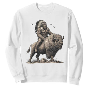 Funny Bigfoot Buffalo Rider Sweatshirt Native Inspired Heritage Graphic