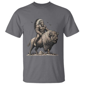 Funny Bigfoot Buffalo Rider T Shirt Native Inspired Heritage Graphic