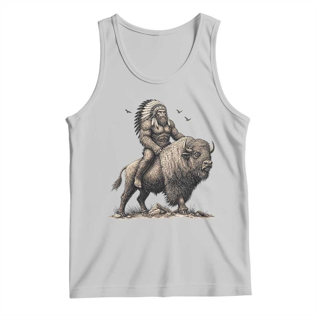Funny Bigfoot Buffalo Rider Tank Top Native Inspired Heritage Graphic