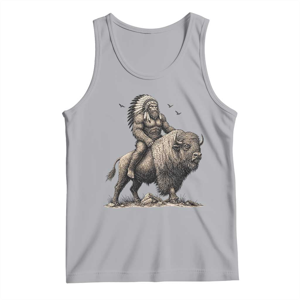 Funny Bigfoot Buffalo Rider Tank Top Native Inspired Heritage Graphic