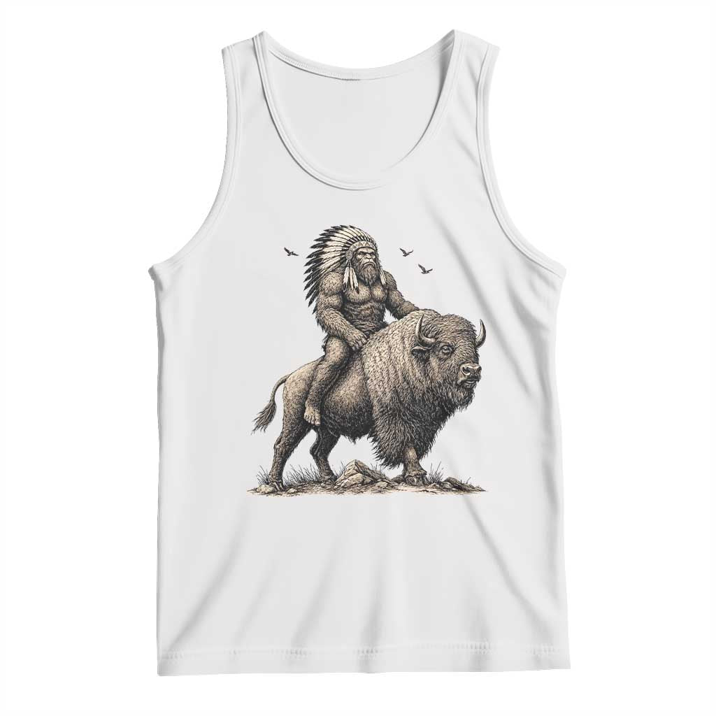 Funny Bigfoot Buffalo Rider Tank Top Native Inspired Heritage Graphic