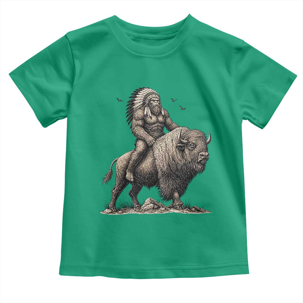 Funny Bigfoot Buffalo Rider Toddler T Shirt Native Inspired Heritage Graphic