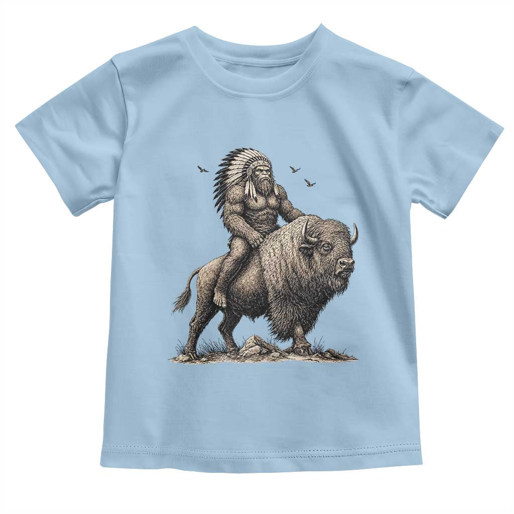 Funny Bigfoot Buffalo Rider Toddler T Shirt Native Inspired Heritage Graphic