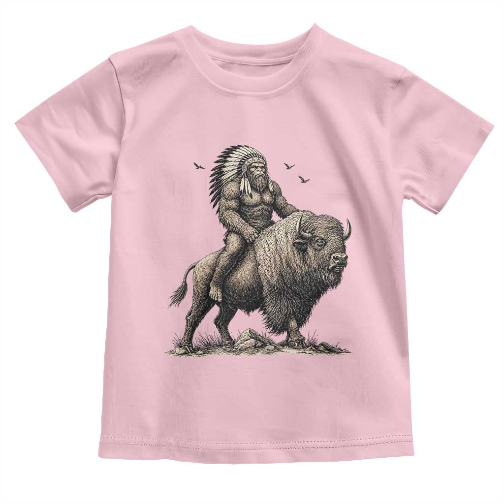 Funny Bigfoot Buffalo Rider Toddler T Shirt Native Inspired Heritage Graphic