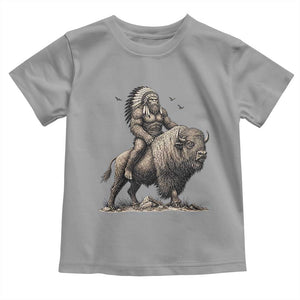 Funny Bigfoot Buffalo Rider Toddler T Shirt Native Inspired Heritage Graphic