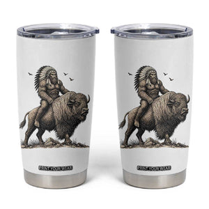 Funny Bigfoot Buffalo Rider Tumbler Cup Native Inspired Heritage Graphic