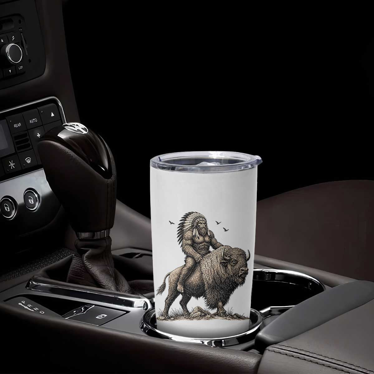 Funny Bigfoot Buffalo Rider Tumbler Cup Native Inspired Heritage Graphic