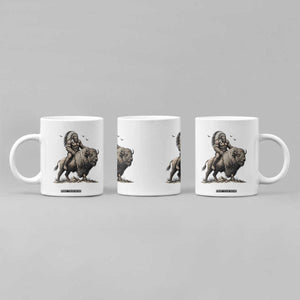 Funny Bigfoot Buffalo Rider Coffee Mug Native Inspired Heritage Graphic