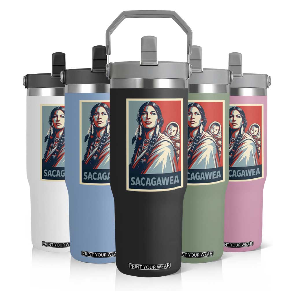 Womens History Month Sacagawea Flip Straw Tumbler Native American Heritage Graphic