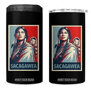 Womens History Month Sacagawea 4 in 1 Can Cooler Tumbler Native American Heritage Graphic