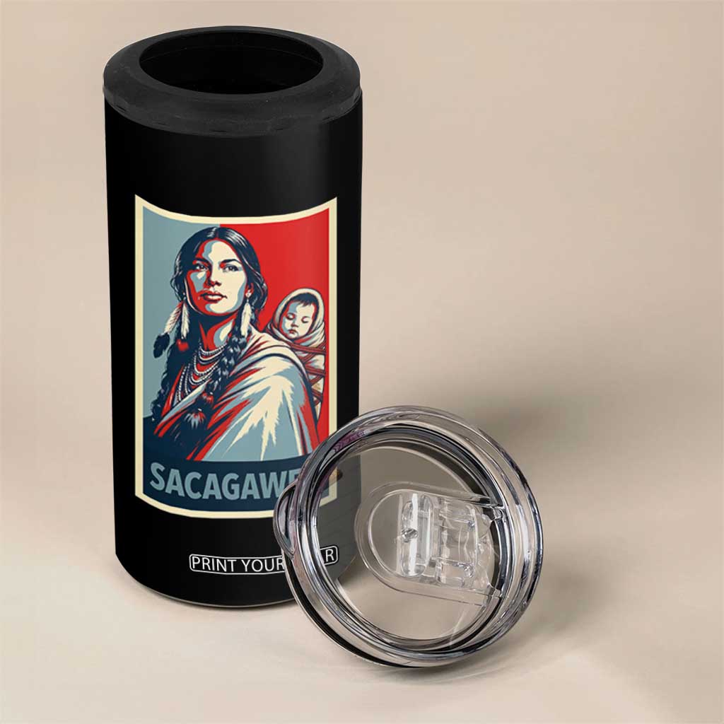 Womens History Month Sacagawea 4 in 1 Can Cooler Tumbler Native American Heritage Graphic