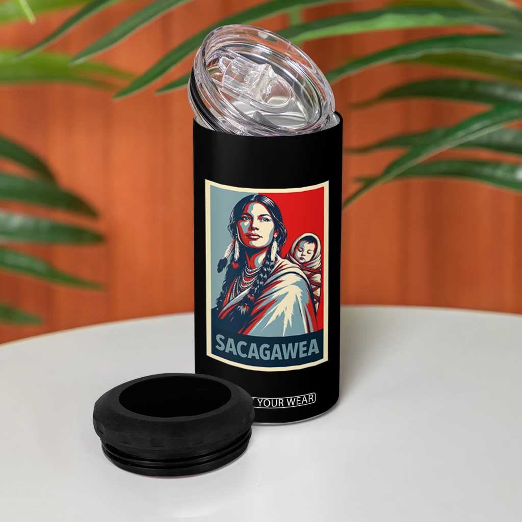 Womens History Month Sacagawea 4 in 1 Can Cooler Tumbler Native American Heritage Graphic