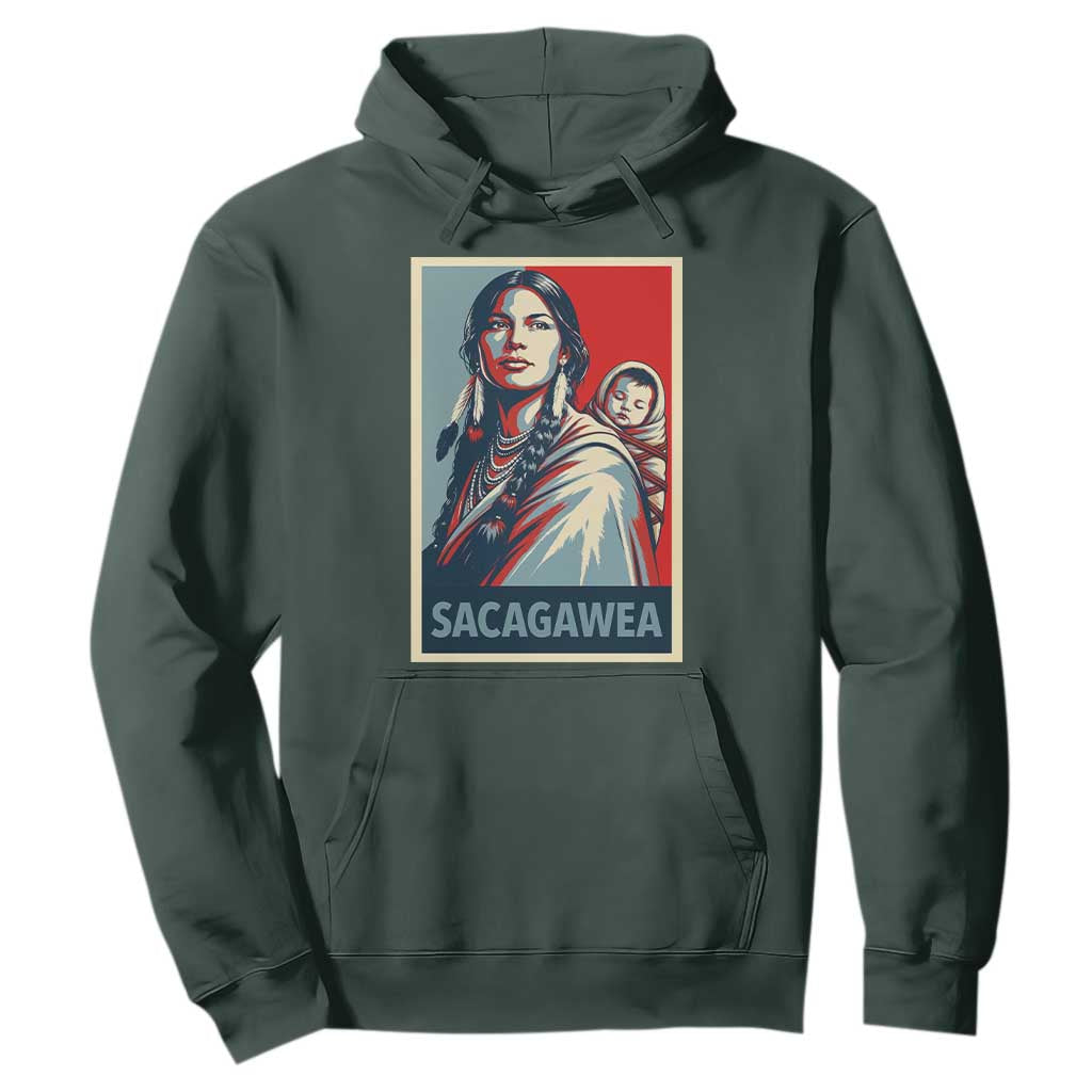 Womens History Month Sacagawea Hoodie Native American Heritage Graphic TS12 Dark Forest Green Print Your Wear