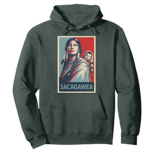 Womens History Month Sacagawea Hoodie Native American Heritage Graphic TS12 Dark Forest Green Print Your Wear