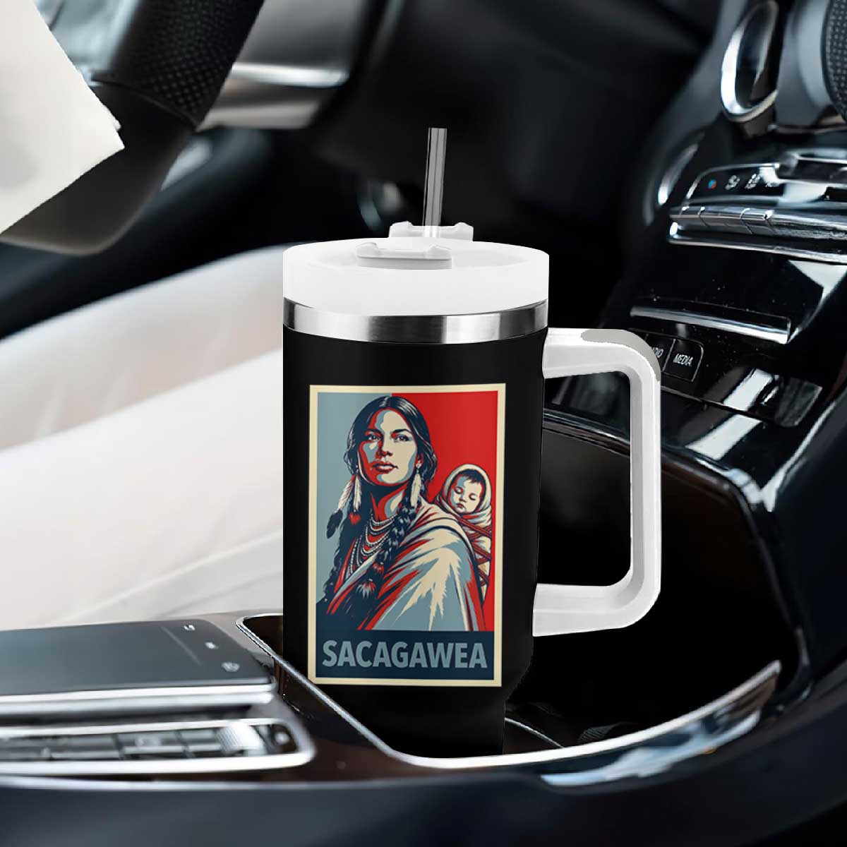 Womens History Month Sacagawea Tumbler With Handle Native American Heritage Graphic