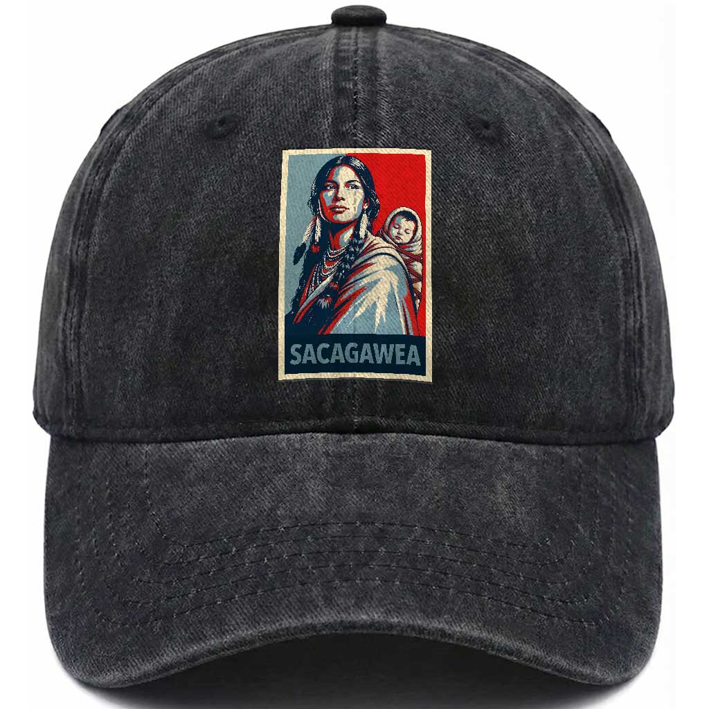 Womens History Month Sacagawea Washed Cotton Baseball Cap Native American Heritage Graphic TS12 Print Your Wear