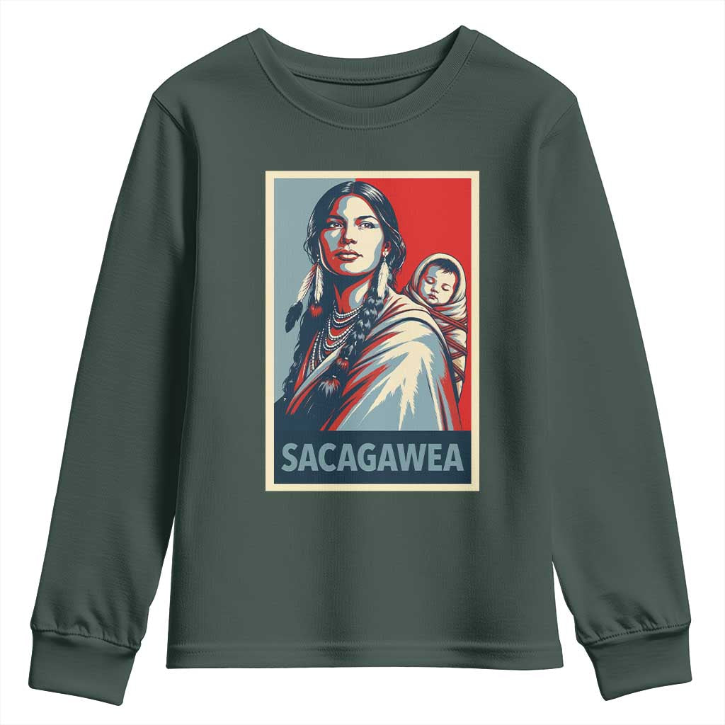 Womens History Month Sacagawea Youth Sweatshirt Native American Heritage Graphic