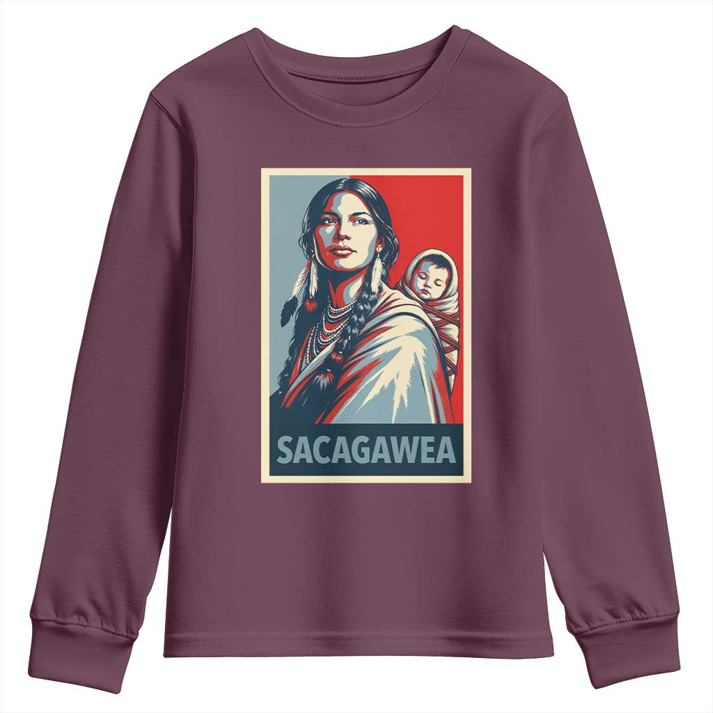 Womens History Month Sacagawea Youth Sweatshirt Native American Heritage Graphic