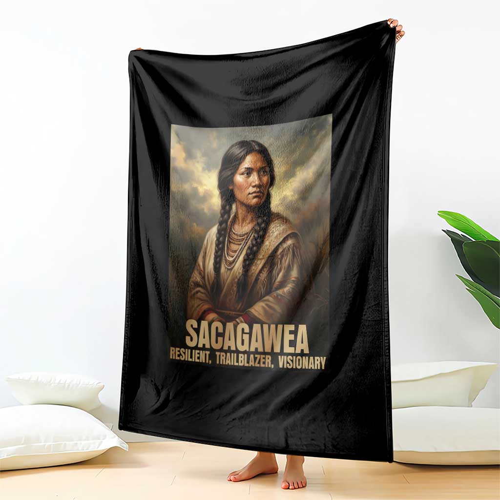 Sacagawea Native American Woman Throw Blanket Resilient Trailblazer Visionary