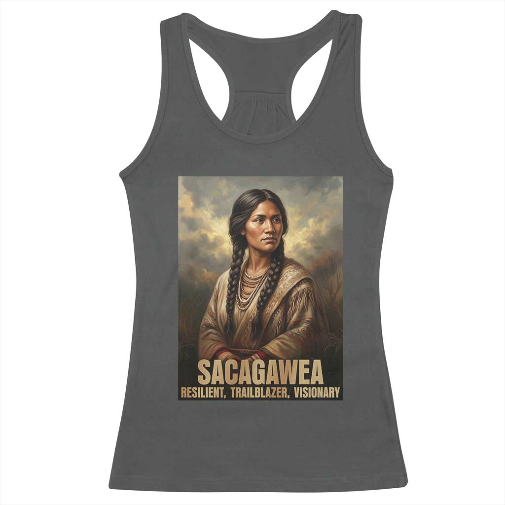 Sacagawea Native American Woman Racerback Tank Top Resilient Trailblazer Visionary