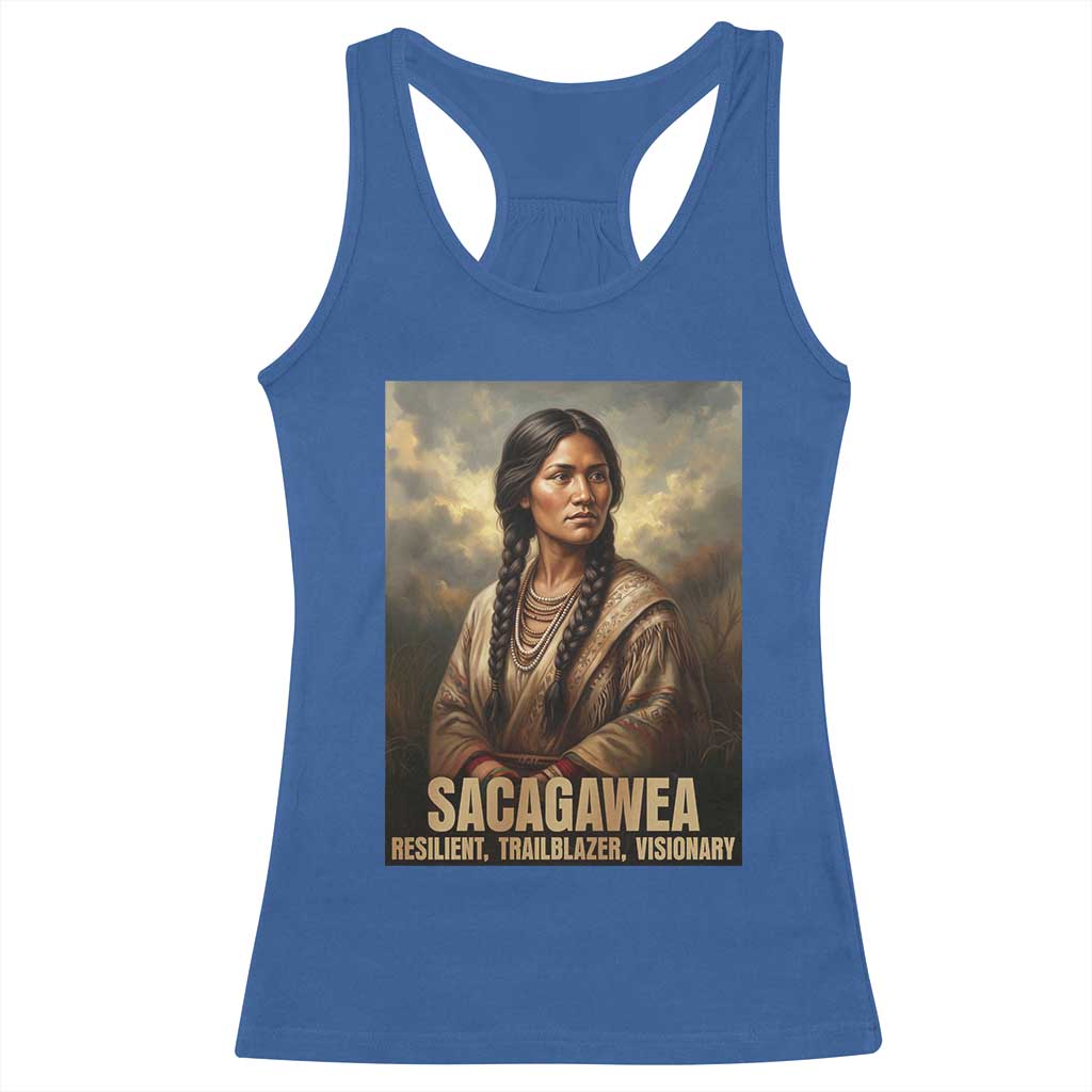 Sacagawea Native American Woman Racerback Tank Top Resilient Trailblazer Visionary