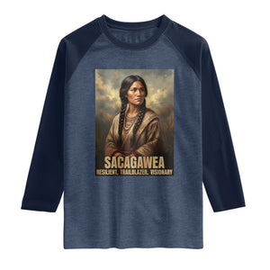 Sacagawea Native American Woman Raglan Shirt Resilient Trailblazer Visionary