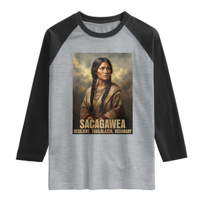Sacagawea Native American Woman Raglan Shirt Resilient Trailblazer Visionary
