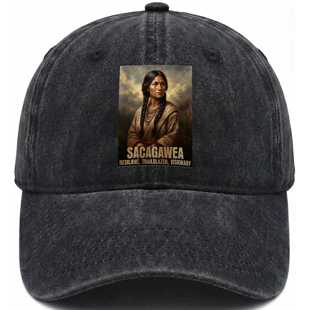 Sacagawea Native American Woman Washed Cotton Baseball Cap Resilient Trailblazer Visionary TS12 Print Your Wear