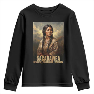 Sacagawea Native American Woman Youth Sweatshirt Resilient Trailblazer Visionary