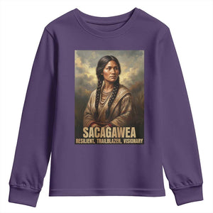 Sacagawea Native American Woman Youth Sweatshirt Resilient Trailblazer Visionary