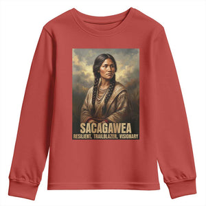 Sacagawea Native American Woman Youth Sweatshirt Resilient Trailblazer Visionary