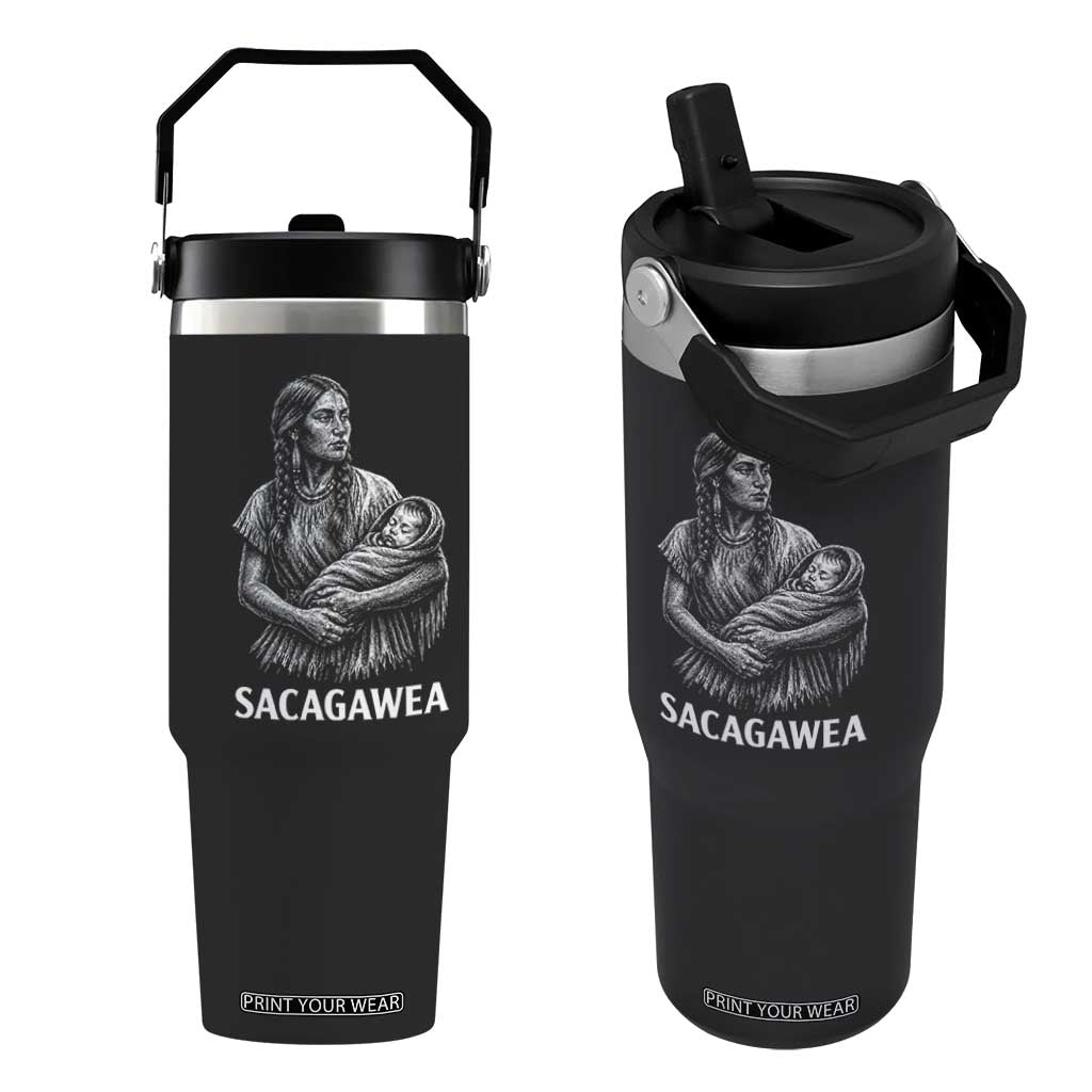 Sacagawea Flip Straw Tumbler Native American Womens History Month Graphic