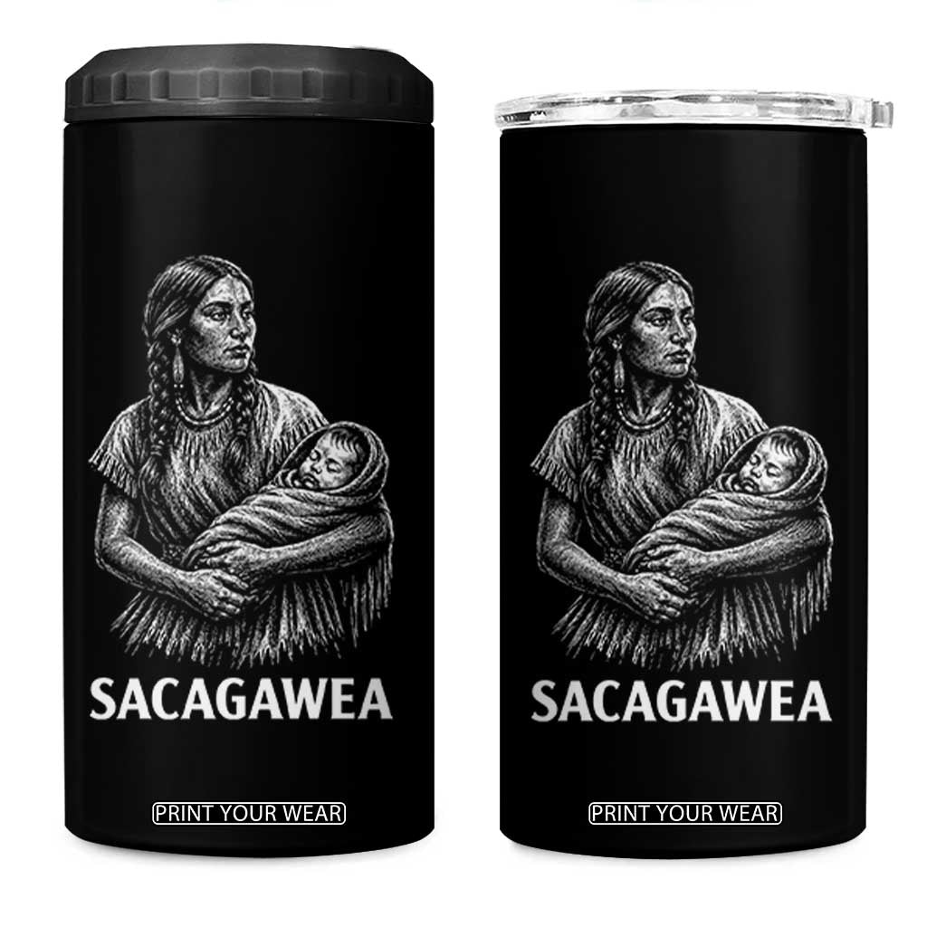 Sacagawea 4 in 1 Can Cooler Tumbler Native American Womens History Month Graphic