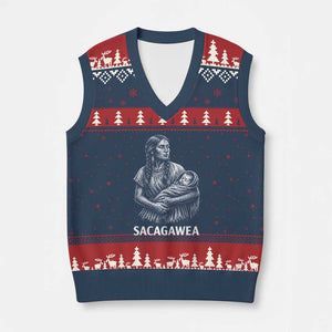 Sacagawea V-Neck Knit Sweater Vest Native American Womens History Month Graphic