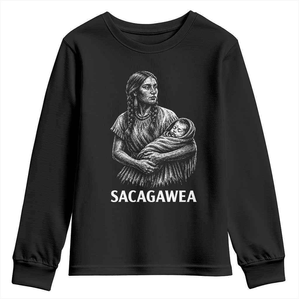 Sacagawea Youth Sweatshirt Native American Womens History Month Graphic