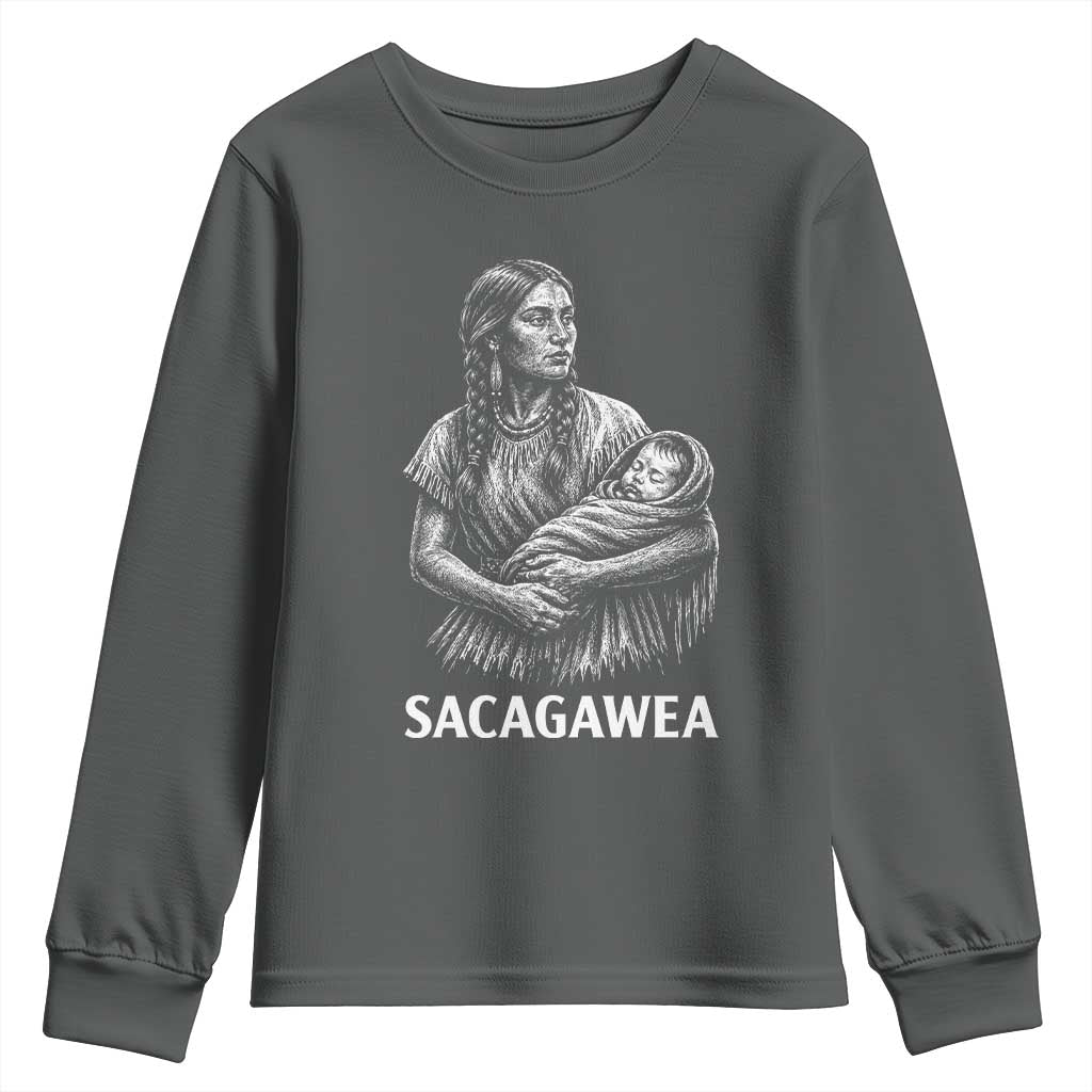 Sacagawea Youth Sweatshirt Native American Womens History Month Graphic
