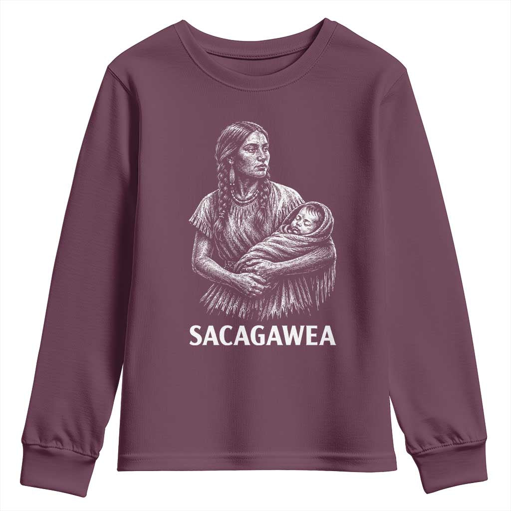 Sacagawea Youth Sweatshirt Native American Womens History Month Graphic