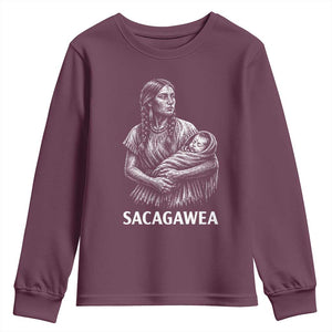 Sacagawea Youth Sweatshirt Native American Womens History Month Graphic