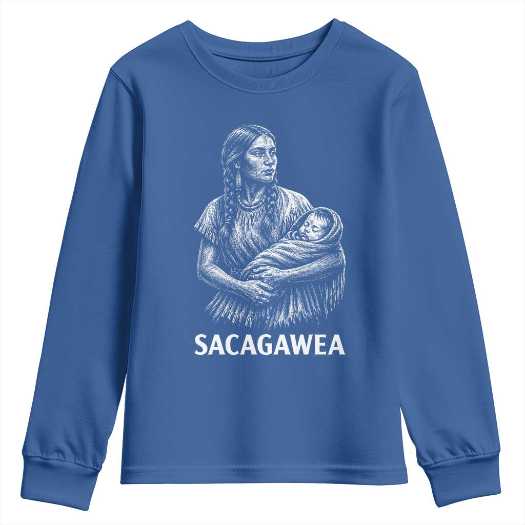 Sacagawea Youth Sweatshirt Native American Womens History Month Graphic