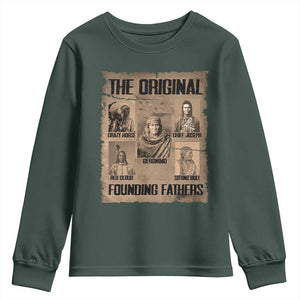 The Original Founding Fathers Youth Sweatshirt Native American Indigenous Leaders Graphic TS12 Dark Forest Green Print Your Wear