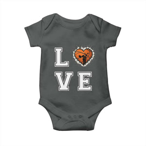 Love Basketball Baby Onesie Cracked Ball Graphic For Sport Lover TS12 Dark Heather Print Your Wear