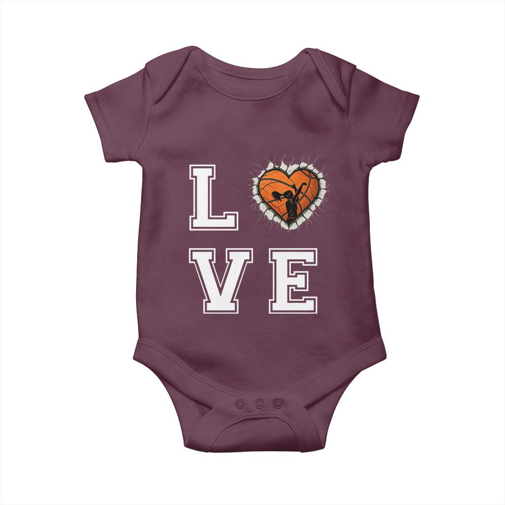 Love Basketball Baby Onesie Cracked Ball Graphic For Sport Lover TS12 Maroon Print Your Wear