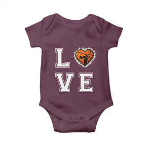 Love Basketball Baby Onesie Cracked Ball Graphic For Sport Lover TS12 Maroon Print Your Wear