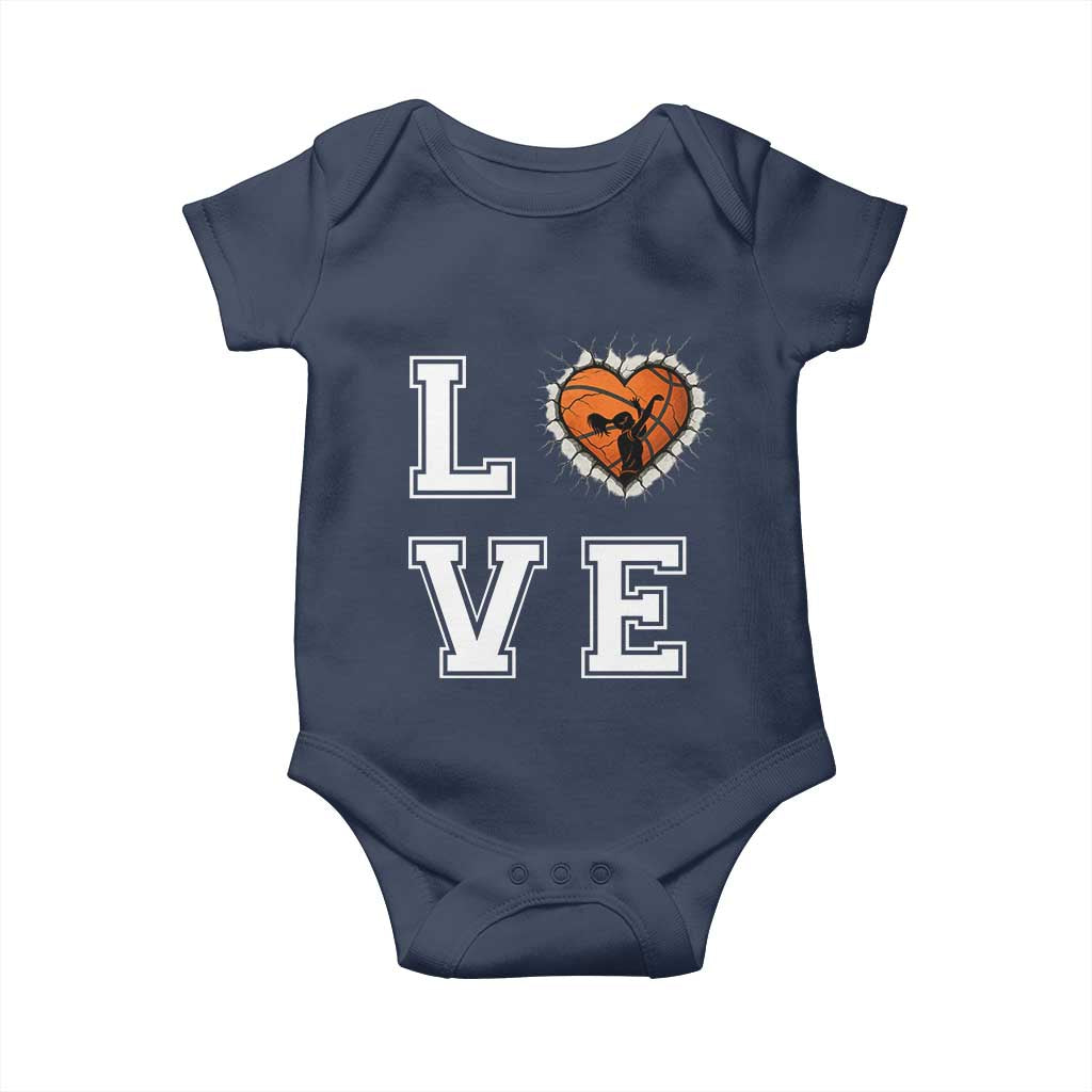 Love Basketball Baby Onesie Cracked Ball Graphic For Sport Lover TS12 Navy Print Your Wear