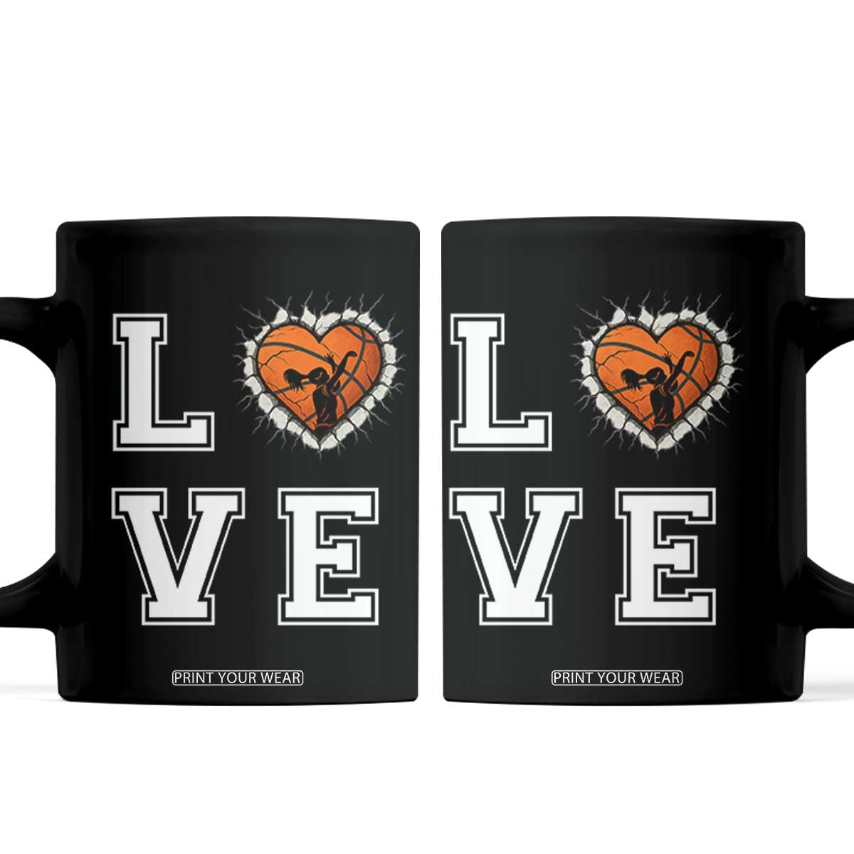 Love Basketball Coffee Mug Cracked Ball Graphic For Sport Lover TS12 Black Print Your Wear