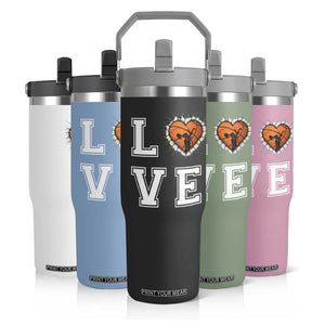 Love Basketball Flip Straw Tumbler Cracked Ball Graphic For Sport Lover TS12 Print Your Wear