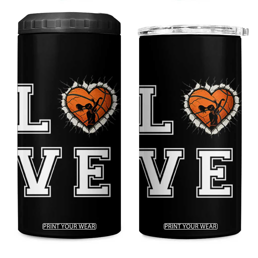 Love Basketball 4 in 1 Can Cooler Tumbler Cracked Ball Graphic For Sport Lover TS12 One Size: 16 oz Black Print Your Wear