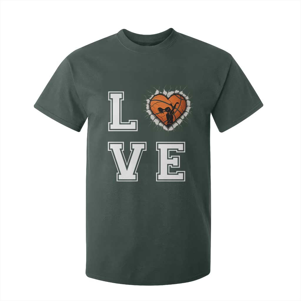 Love Basketball T Shirt For Kid Cracked Ball Graphic For Sport Lover TS12 Dark Forest Green Print Your Wear